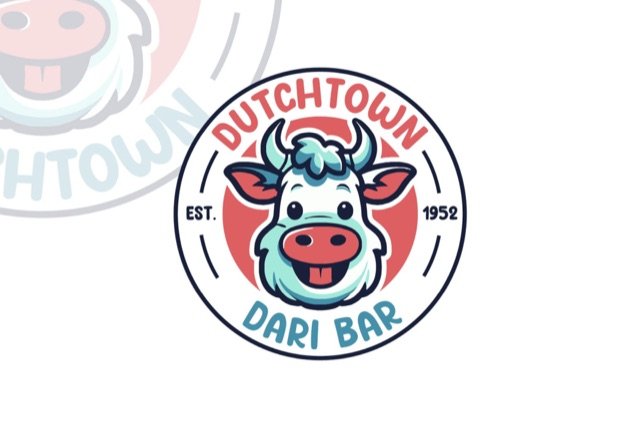 Dutchtown Dari Bar cow mascot logo