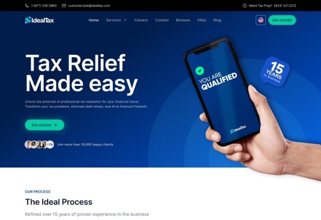 IdealTax landing page
