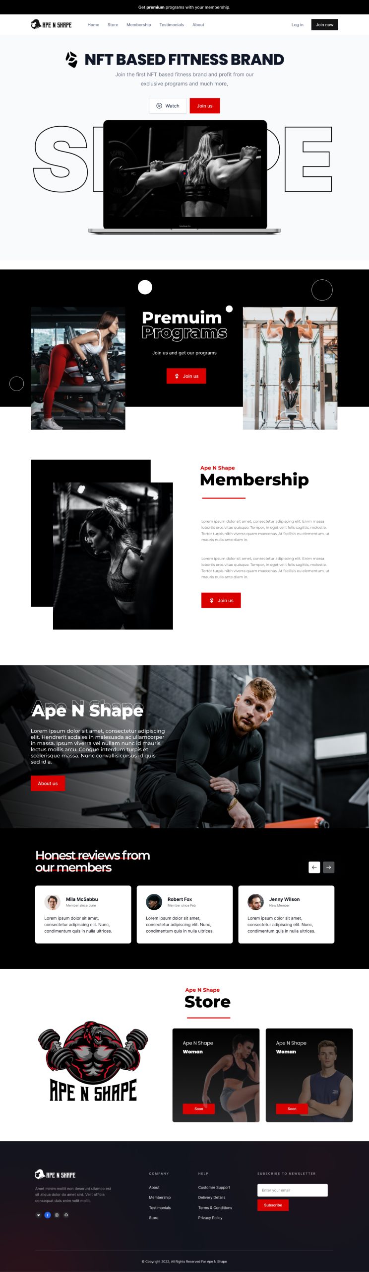 Fitness Website design